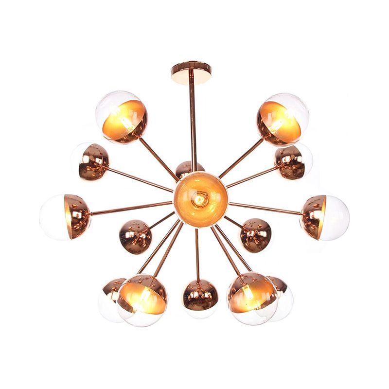 Semi-encastré Globe pour salle à manger, verre blanc/transparent/gris fumée, 9/12/15 lumières, luminaire semi-encastré contemporain en cuivre/chrome/or