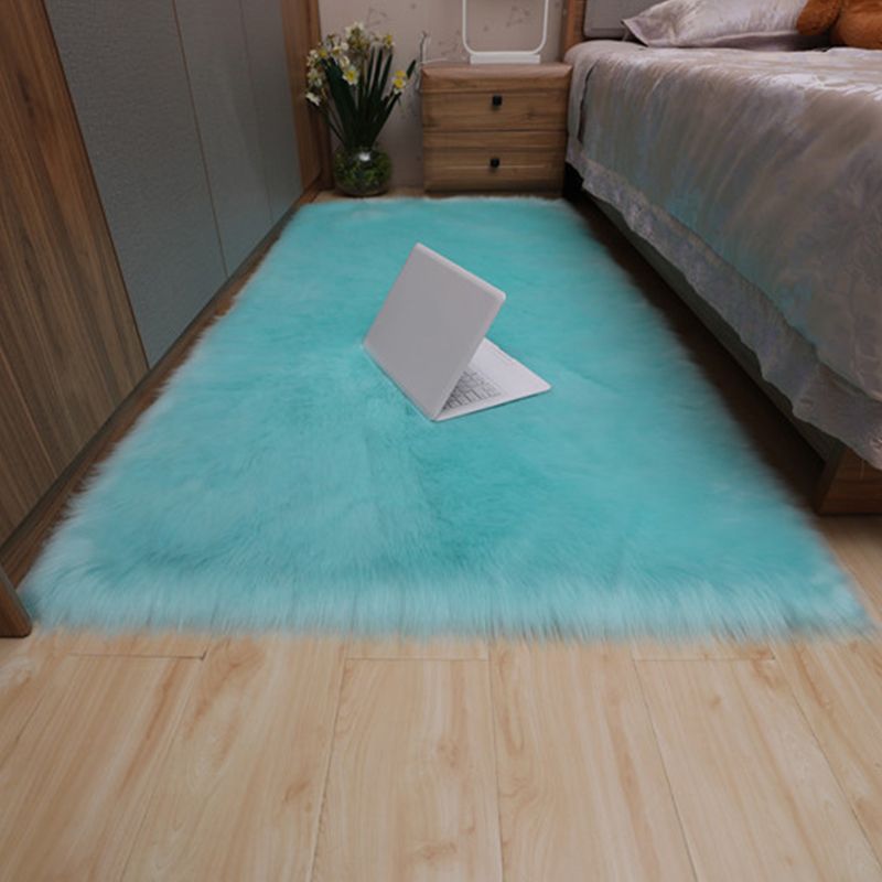 Multicolor Bedroom Rug Casual Plain Carpet Fluffy Non-Slip Backing Washable Pet Friendly Indoor Rug