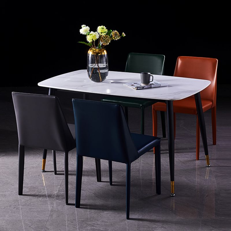 Chaises de salle à manger sans bras moderne chaise en cuir multicolore
