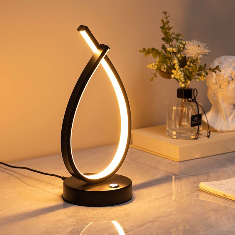 Minimalist Teardrop Shaped Table Lamp Aluminum Living Room LED Night Light