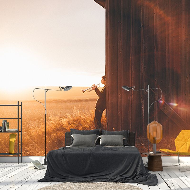 Music Lovers Mildew Resistant Mural Wallpaper Sleeping Room Wall Mural