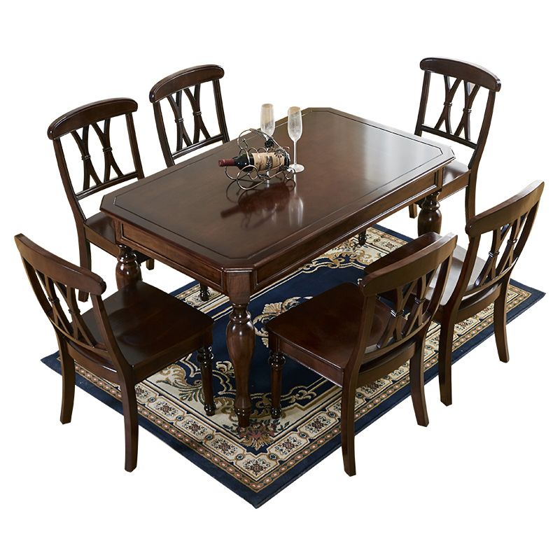 Mid-Century Dining Table Rectangle Solid Wood 4 Legs Dining Table for Home Use