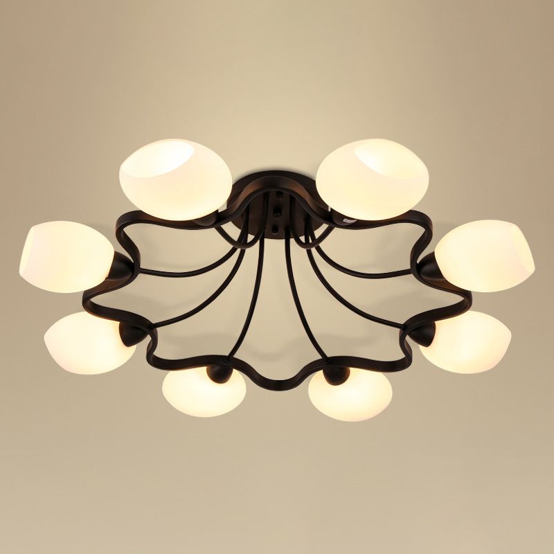 Ronde semi-inbouwlamp Melkglas Traditionele inbouwplafondlamp