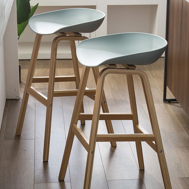 Modern Backless Barstool Indoor Wood Bar Stool with Acrylic Seat
