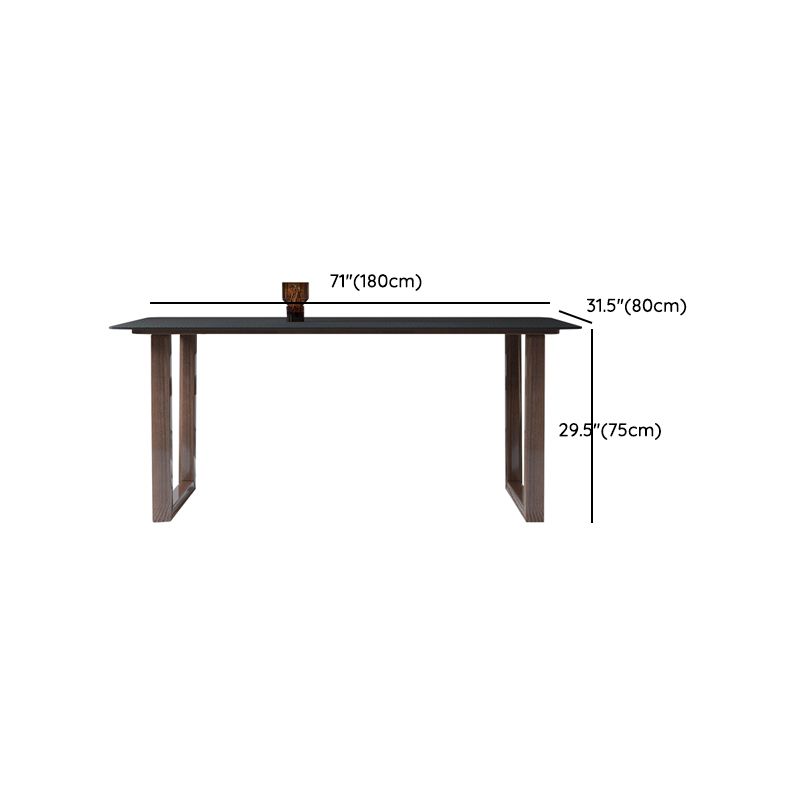 Modern Stone Rectangle Dining Table Solid Wood Base for Dining Room
