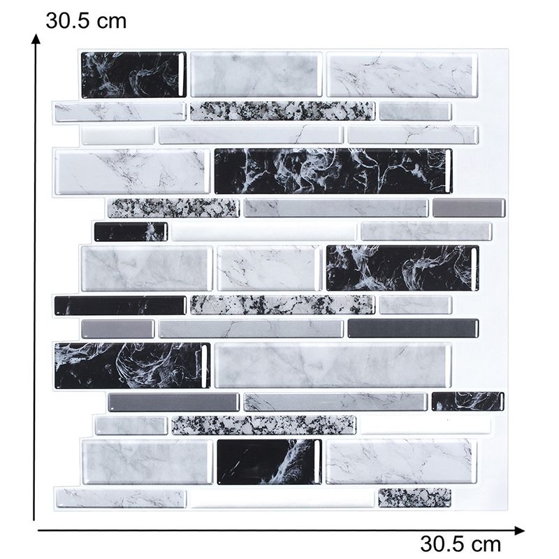 Marble Brick Wallpaper Panel Set Peel and Stick Farmhouse Restroom Wall Decor in Grey