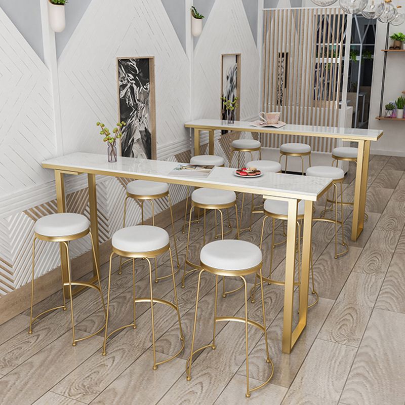 Glam Bar Height Table Faux Marble Top Bistro Table with Sled Base