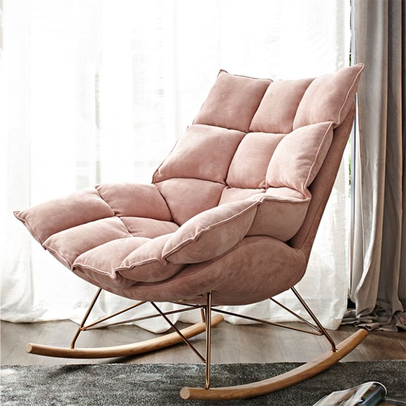 Contemporary Accent Room Chair in Pink/Grey with Solid Wood Base