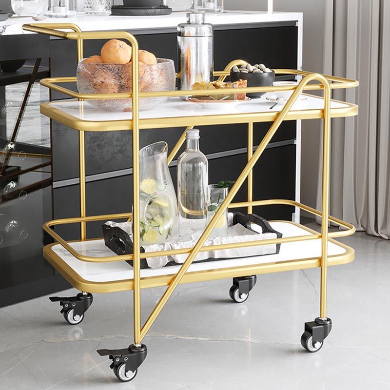 Rolling Modern Prep Table Metal Prep Table with Storage for Dining Room