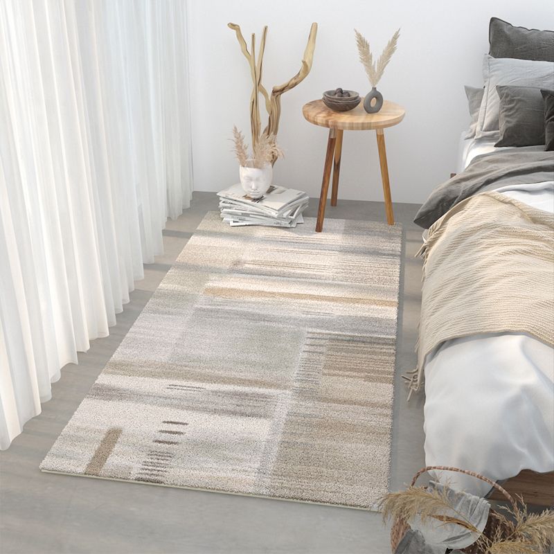 Colorful Modern Area Carpet Color Block Polyester Area Rug Easy Care Washable Rug for Bedroom