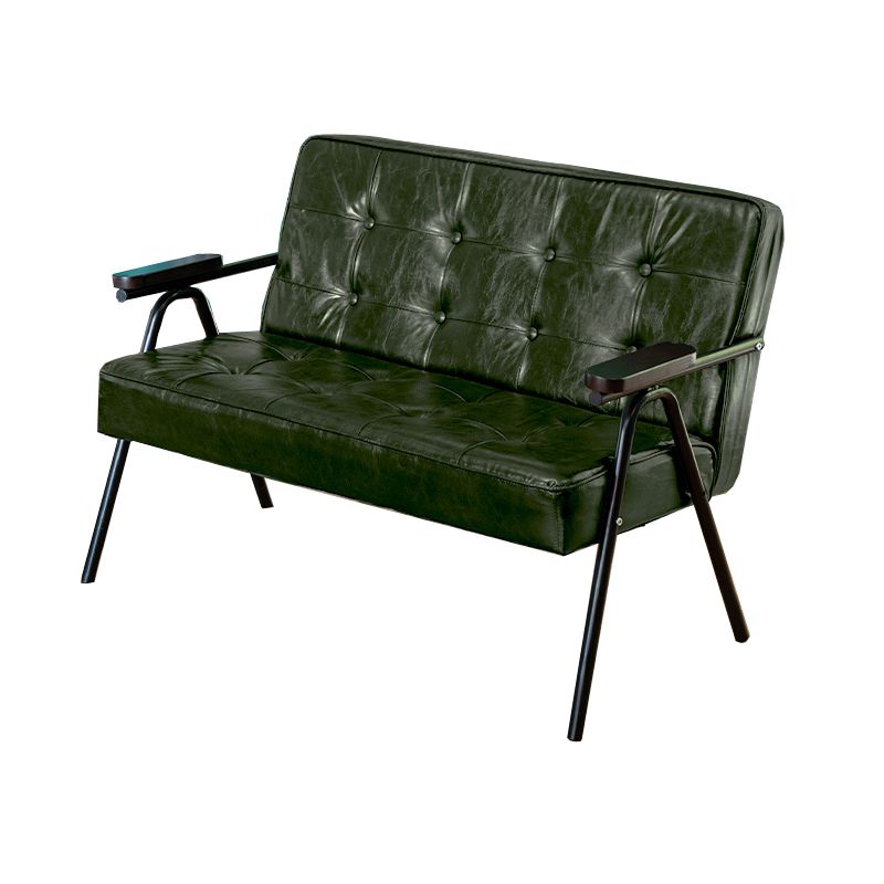 27.95" High Genuine Leather Sofa Recessed Arm Sofa with Tufted Back