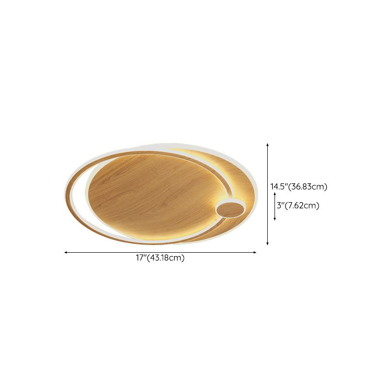 Modernism Round Flush Mount Ceiling Light Fixture in Wood Color for Bedroom
