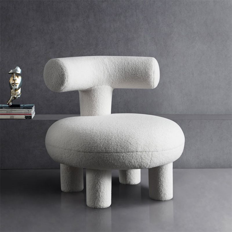 Armless Wool Chair Parsons Chair Fixed Back Chair for Living Room