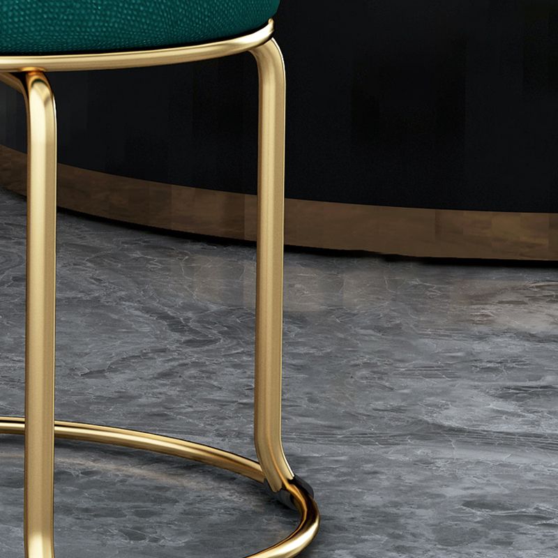 Glam Velvet Chair Ottoman Cylinder Shape Metal Frame Mildew Resistant Ottoman Stool