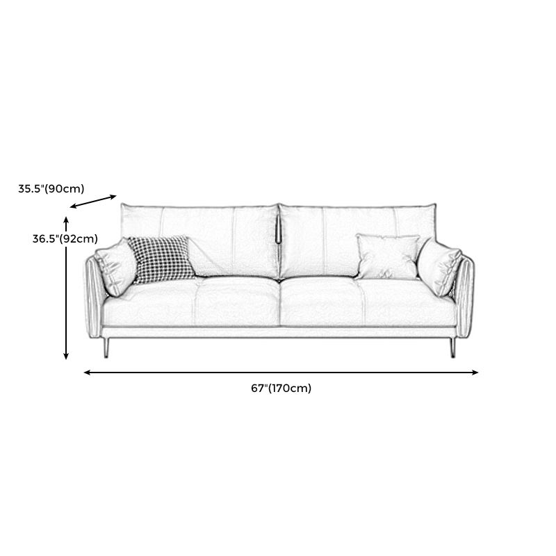 Grey Removable Cushions Faux Leather Straight Arm Sofa/Sectional with Wear-Resisting
