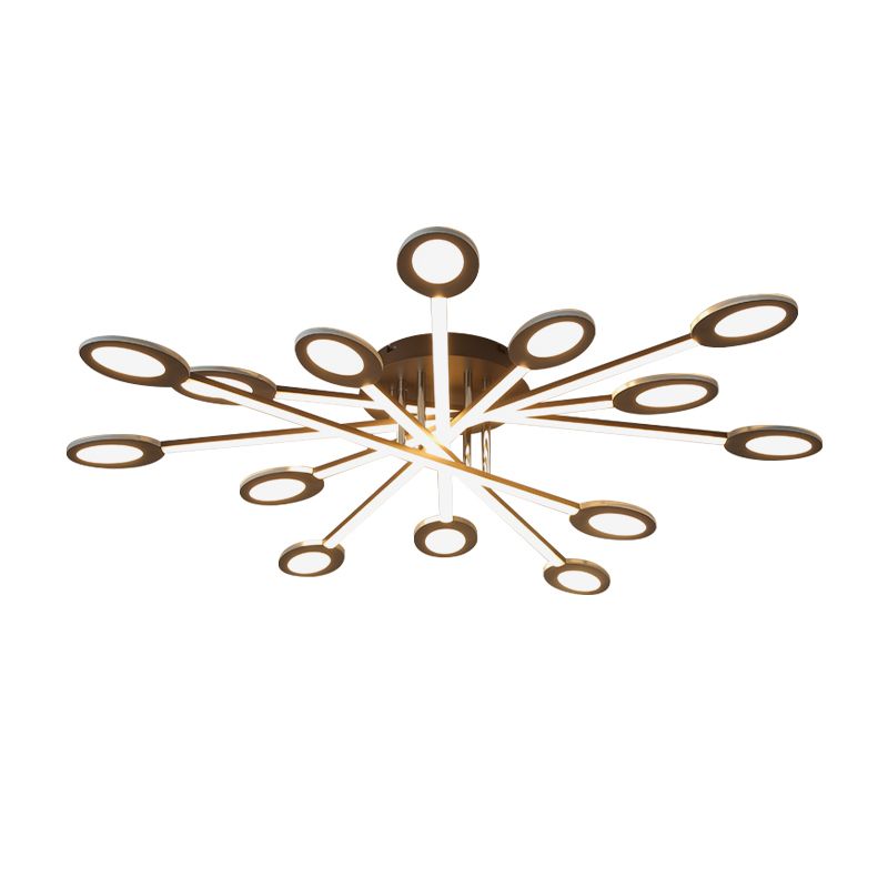 Starburst Semi Flush Minimalism Acrylic 31.5"/45" Wide LED Brown Close to Ceiling Lighting in Warm/White Light