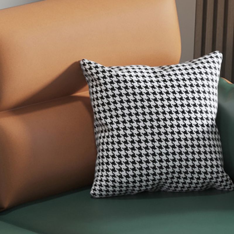 Contemporary Faux Leather Square Arm Sofa with Bolster Pillows, Stain Resistant