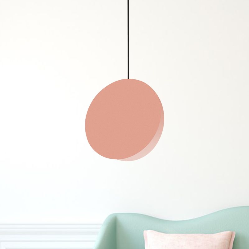 8"/12"W Circular Pendant Lamp Modern Nordic Style Metal 1 Light Black/Grey/White Hanging Ceiling Light