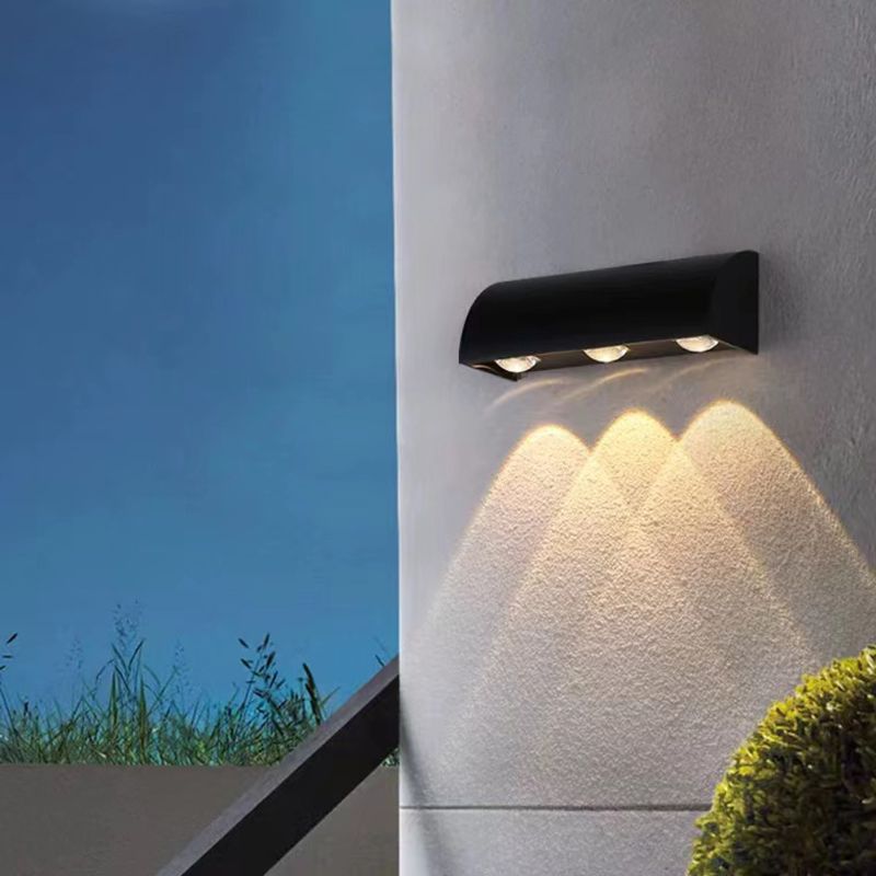 Modern Style Wall Lamp Metal 3 Lights Sconces in Black for Outdoor