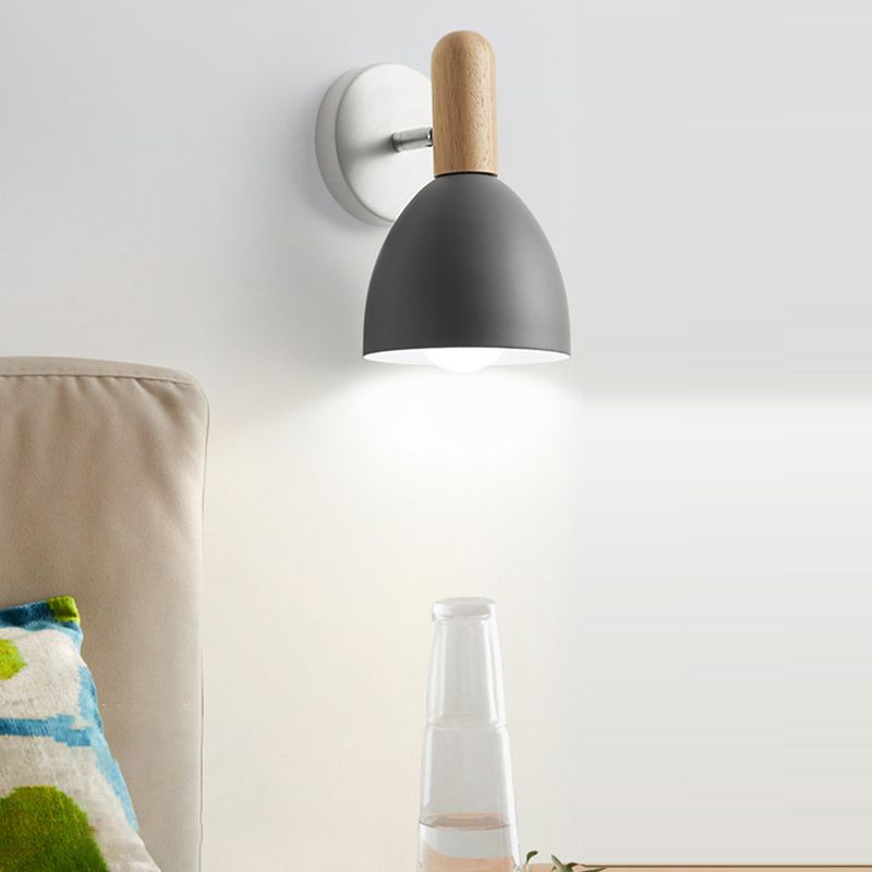 Single Modern Black/White/Grey Wall Mounted Sconce Wooden Shaded Wall Light