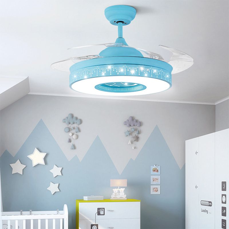 Creatieve cartoon sterrenhemel plafondventilator licht acryl kids slaapkamer semi -flush mount licht