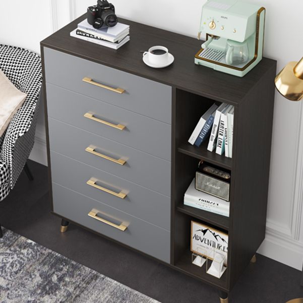 Classic Glam Wood Storage Chest Dresser Gray Bedroom Dresser