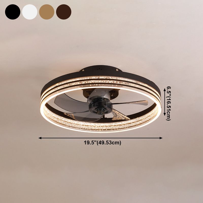Minimalist LED Ceiling Fan Light Circular Semi Flush Ceiling Light with Acrylic Shade