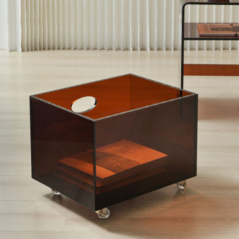 12" Wide Contemporary Corner Table Acrylic End Table with Storage