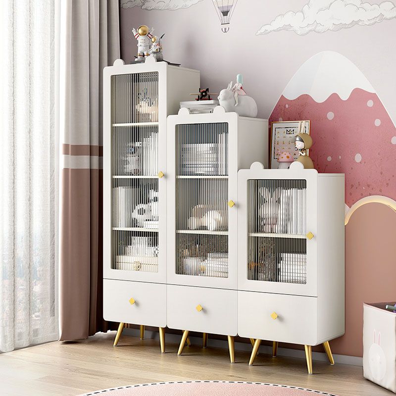 14" D Wooden Bookshelf Modern Closed Storage Bookcase with Drawer and Door