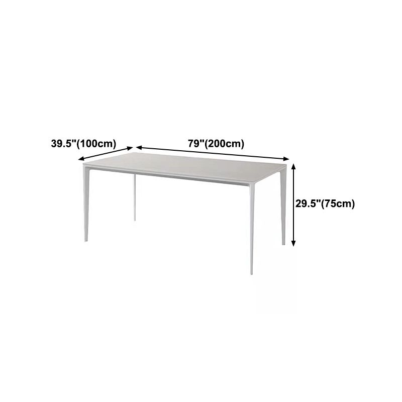 Stone Top Dining Table Contemporary Rectangle Dining Table with 4 Legs in White