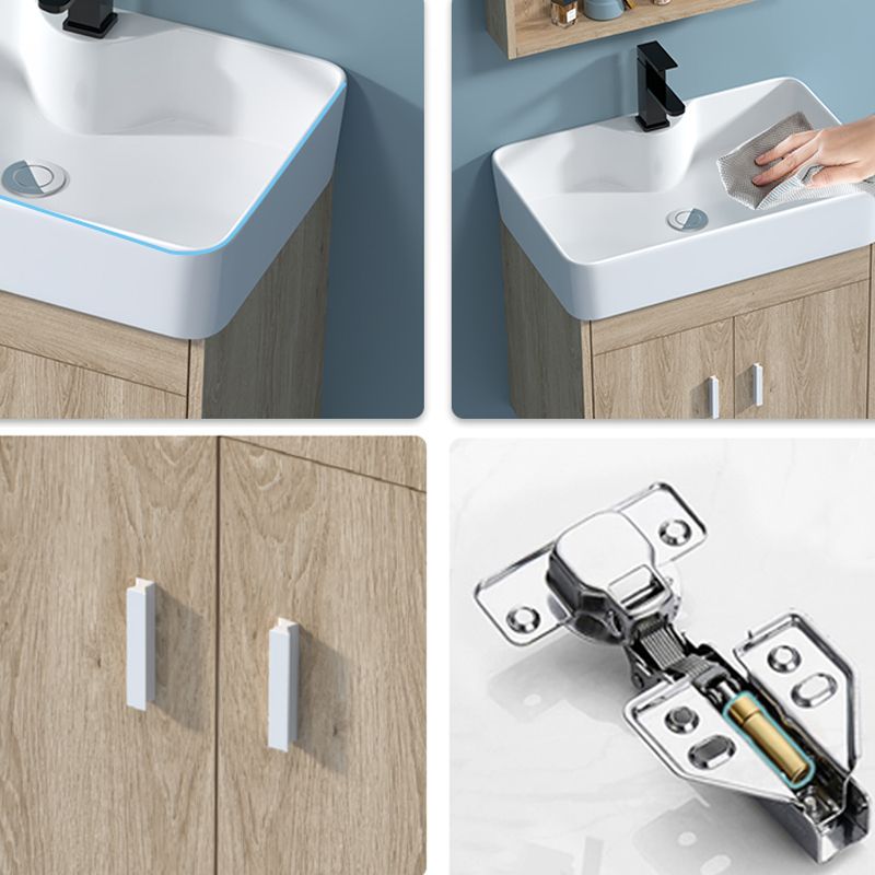 Mirror Vanity Wood Freestanding Rectangle 2 Doors Bathroom Vanity with Single Sink