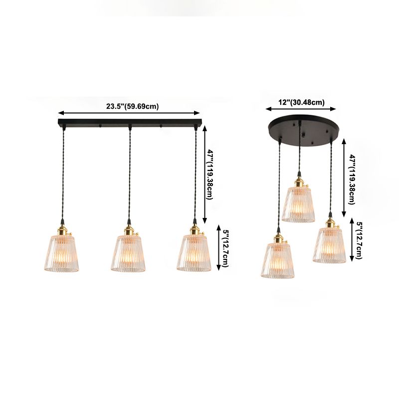 Contemporary Lantern Shaped Pendant Light Glass 3 Lights Multi Light Pendant