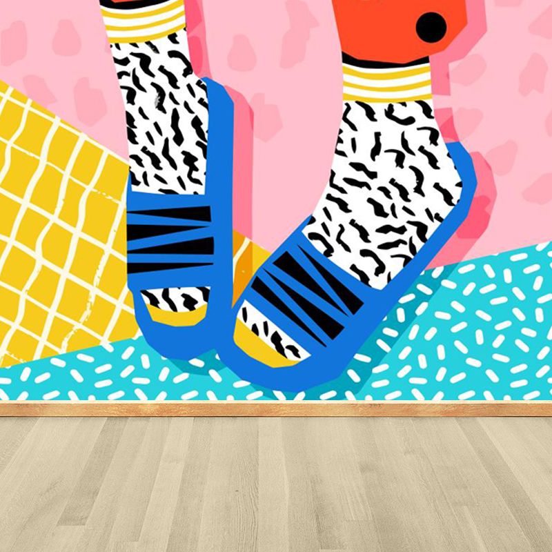 Modern Fashionable Shoes Pattern Mural Pastel Color Kids Room Wall Decor, Personalized