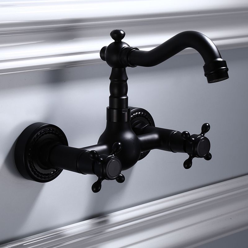 Traditional Wall Mounted Metal Tub Filler Low Arc Waterfall Bathroom Faucet