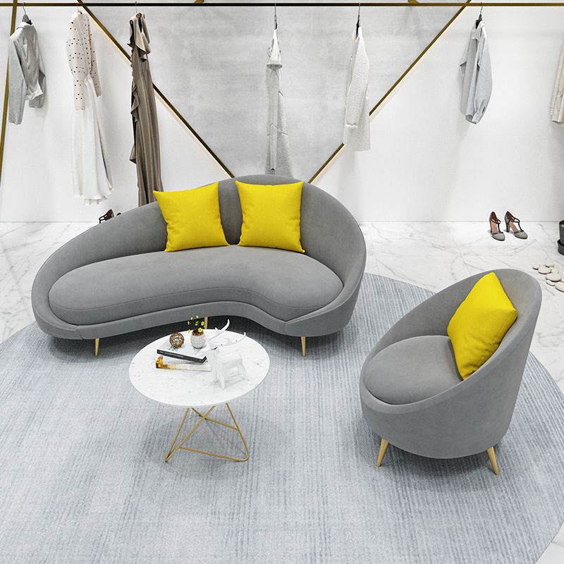 Ultra-Modern Curved Sofa with Tight Back and Tuxedo Arm for Apartment