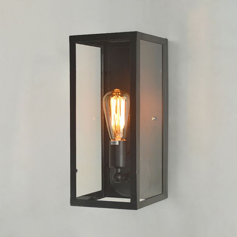 Iluminación de pared de vidrio transparente de pared rectangular industrial vintage para cafetera para cafetería