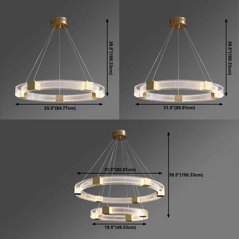 Simple Led Chandelier Light Fixtures Ring Shape Hanging Chandelier with Acrylic Shade