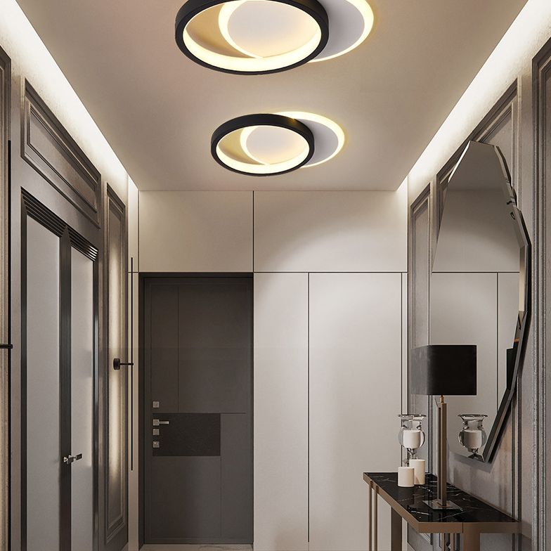 Geometric Aisle Ceiling Flush Mount Light Acrylic LED Simplicity Ceiling Mounted Light in Black-White