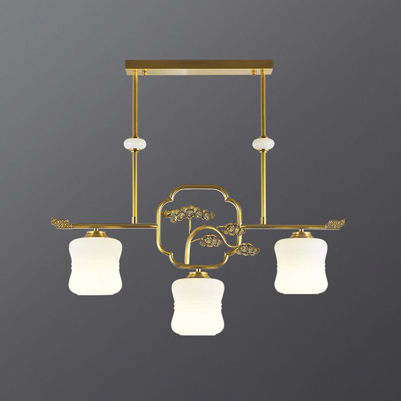 Éclairage d'éclairage d'île géométrique Contemporain 3 Éclairage d'îlot de cuisine léger avec une teinte en verre