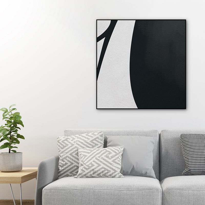 Minimalistic Abstract Drawing Canvas Art House Interior Wall Decor in Black and Grey