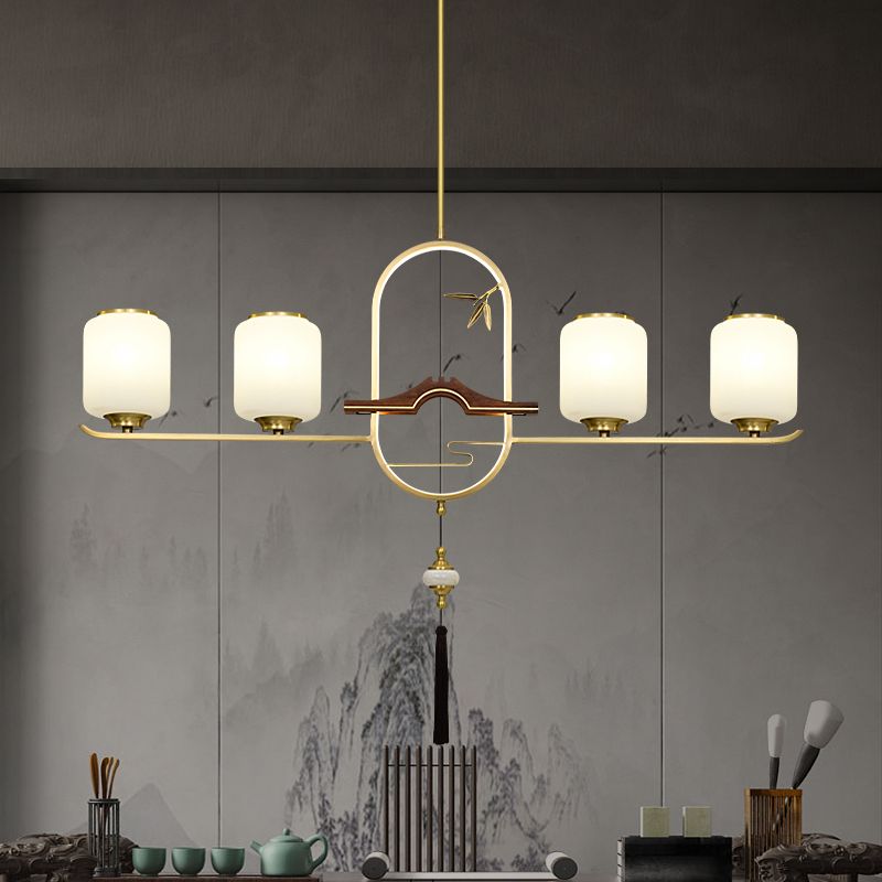 Modern Cylinder Island Lighting Fixtures Glass Pendant Lights