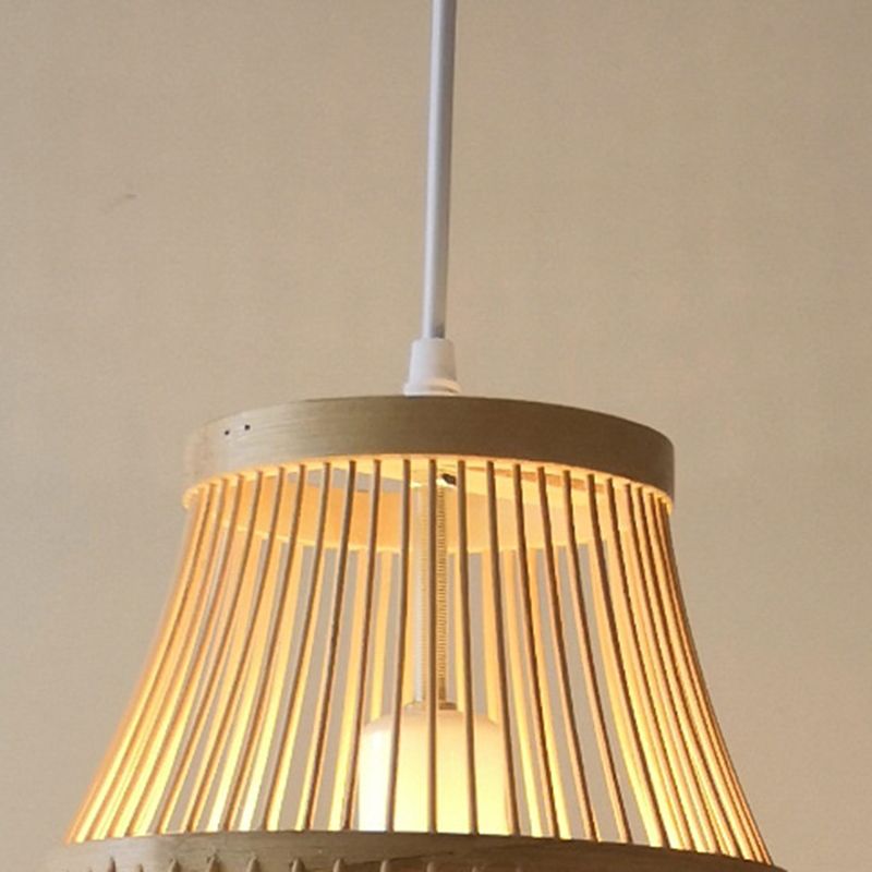 Asia Bamboo Hanging Ceiling Light 1-Light Spinning Top Ceiling Pendant Light