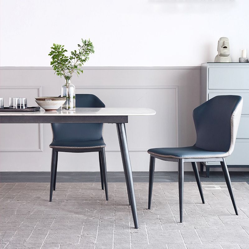 Sillas de comedor con respaldo de estilo industrial, sillas auxiliares de comedor de cuero para cocina (juego de 2)