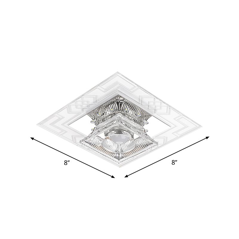 Trapeziumvormige heldere kristallen plafondlamp, moderne LED-chroom inbouwlamp voor gang