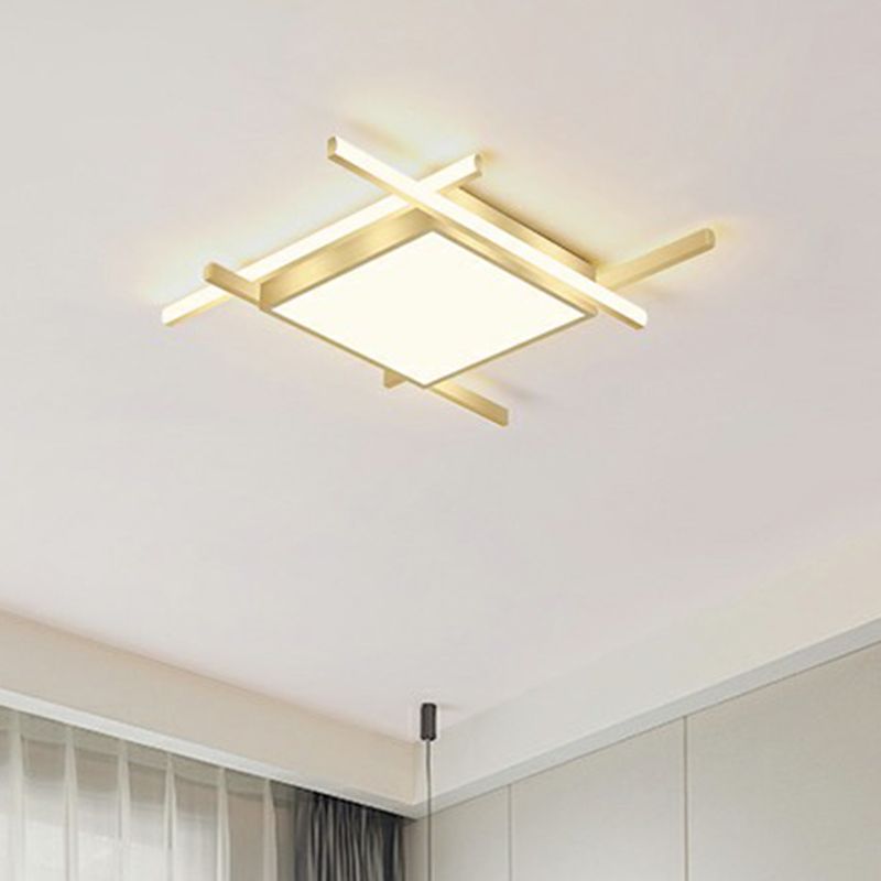 Minimalismus Square Flush Mount Ceiling Befestigung Metal Bedroom Flushmount Light in Gold