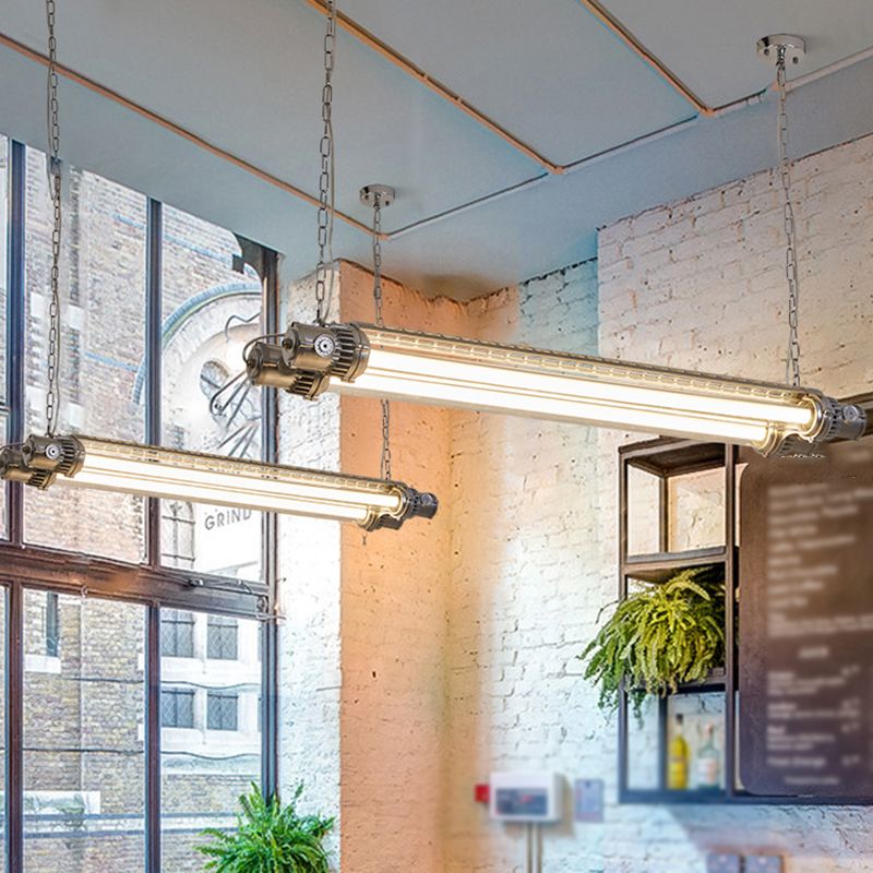 Modern Metal Ceiling Light Tube Shape Island Light with Acrylic Shade for Living Room