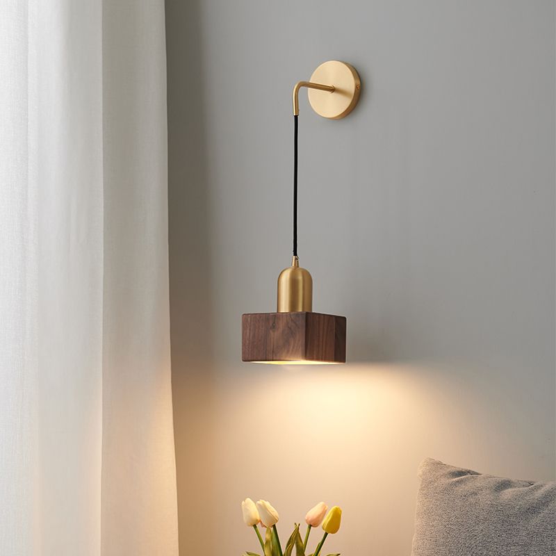 Wohnzimmer Wandleuchte moderne einfache Walnuss 1 Kopfwand montierte Leuchte