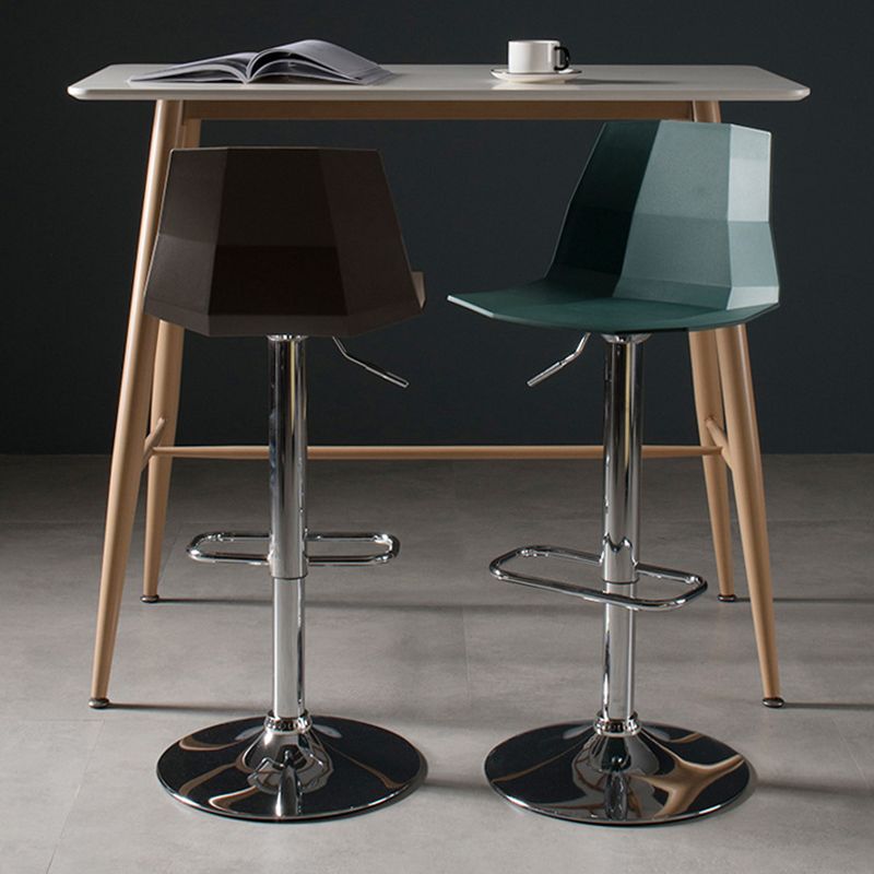 Contemporary Plastic Bar Stool Adjustable Height Dining Stool with Footrest