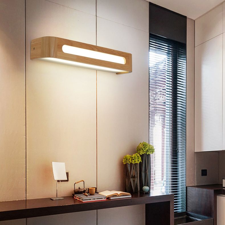 Modern Minimalist Style Rectangle Vanity Wall Light Fixtures Wood Vanity Lights