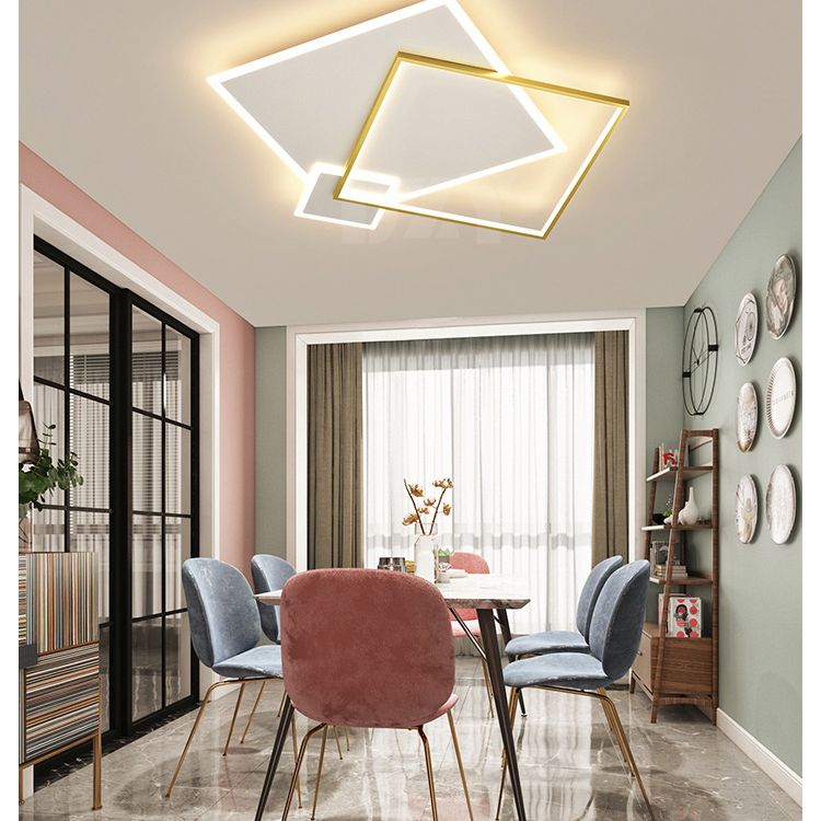 Concise Modern LED Flush Mount Chandelier Metal Multi Quadrate Flush Light for Living Room